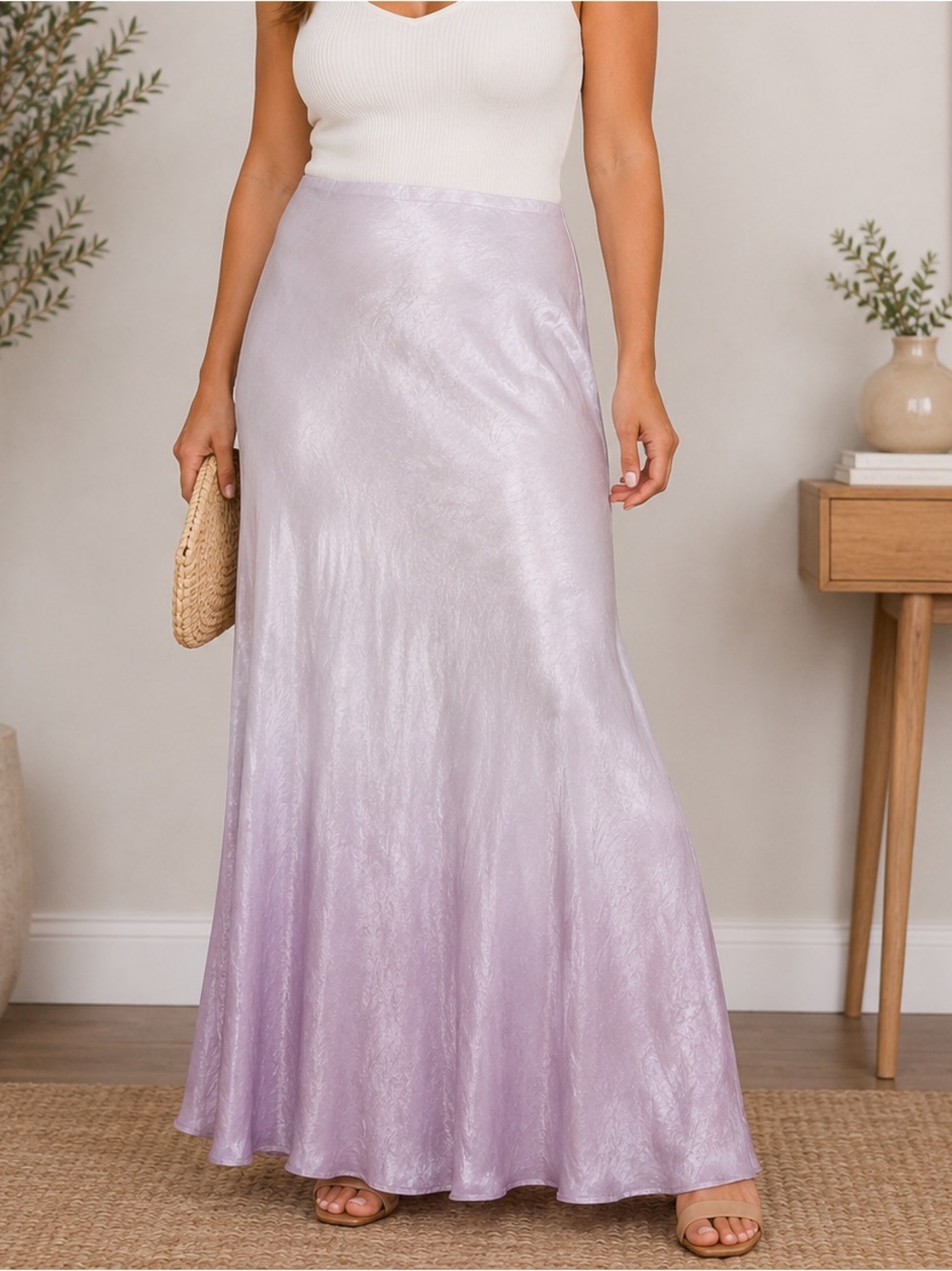 Lot Lavender Satin A-Line Women’s Skirt